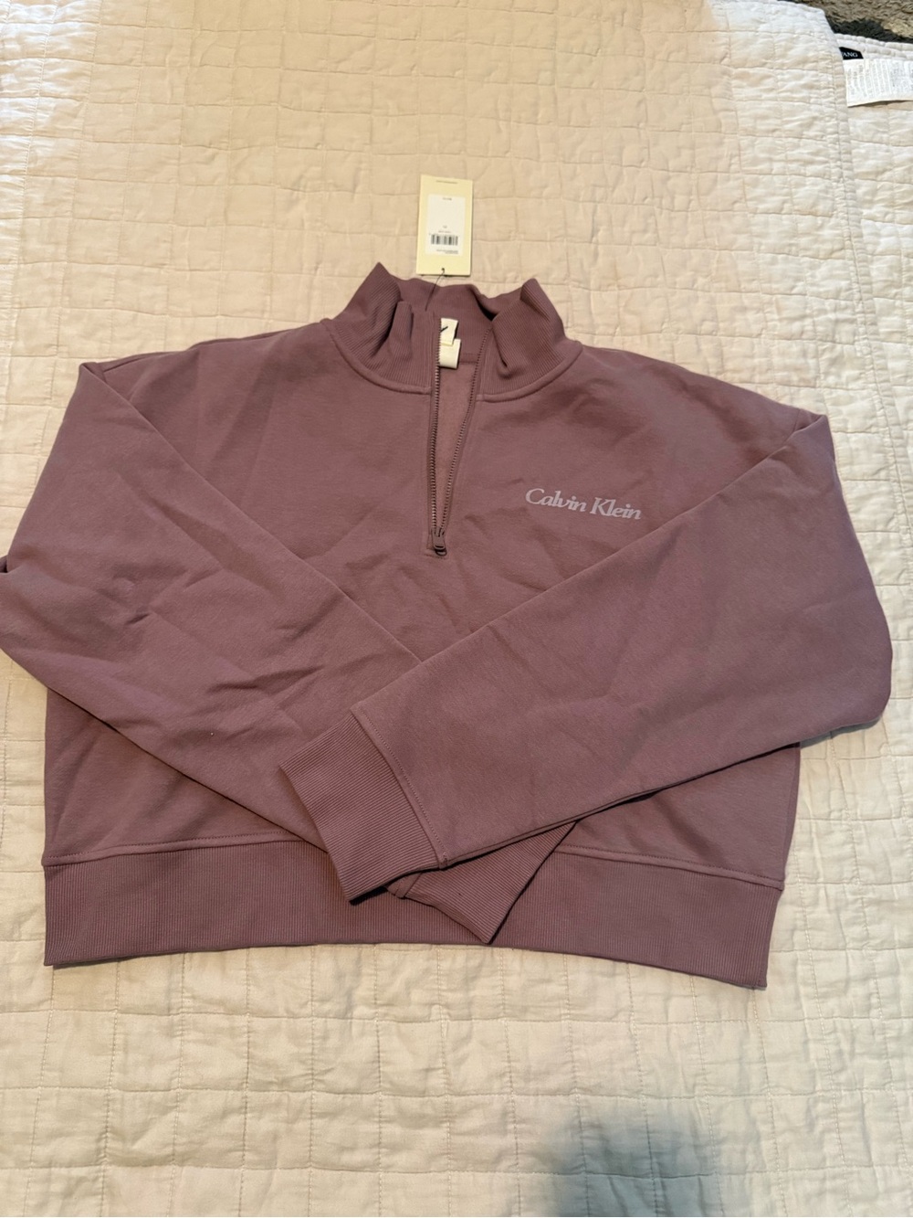 Calvin Klein Mauve Half-Zip Turtleneck Sweater